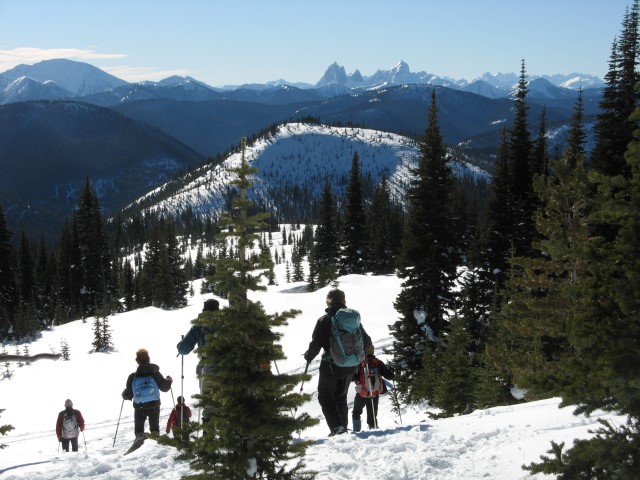 Vancouver Outdoor Club for Women members snowshoeing at Manning Provincial Park. 